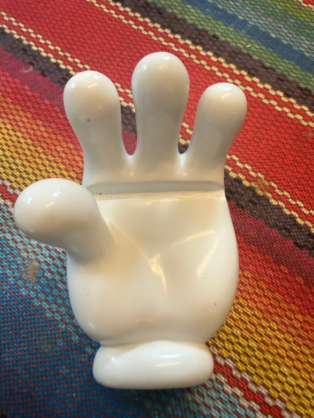 Disney Mickey Mouse White Glove Hand Business Card Holder Desk Decor